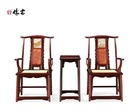 鑲云石癭木官帽椅